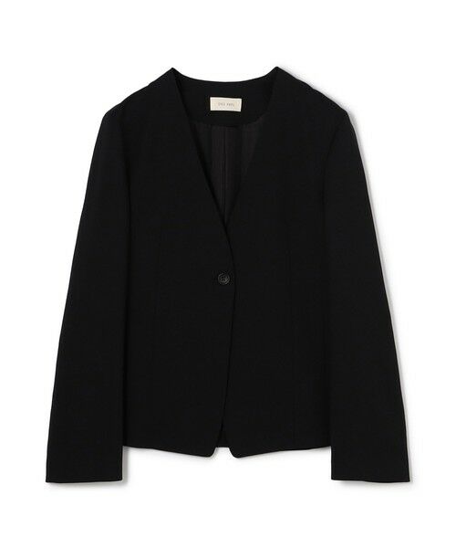 TOMORROWLAND / トゥモローランド ノーカラージャケット | ポリエステルウールバラシャ Vカラージャケット（19 ブラック）