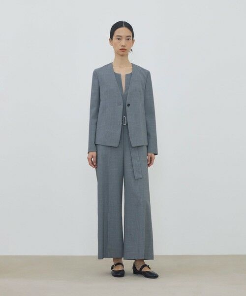 TOMORROWLAND / トゥモローランド ノーカラージャケット | ポリエステルウールバラシャ Vカラージャケット | 詳細1