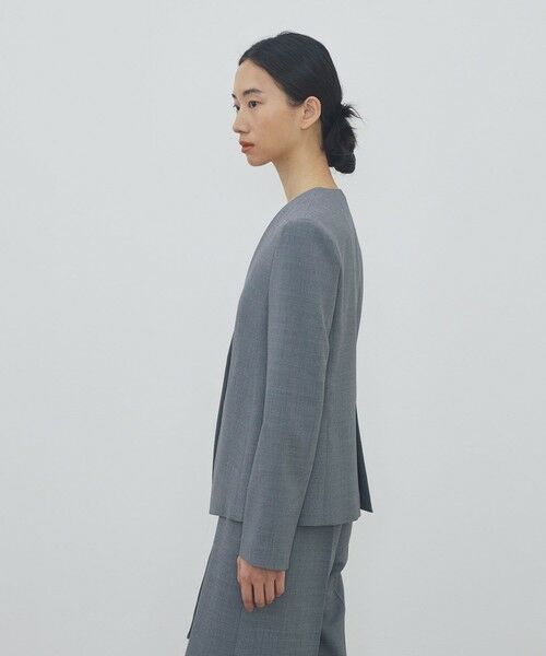 TOMORROWLAND / トゥモローランド ノーカラージャケット | ポリエステルウールバラシャ Vカラージャケット | 詳細3