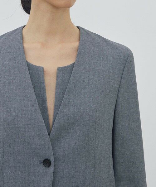 TOMORROWLAND / トゥモローランド ノーカラージャケット | ポリエステルウールバラシャ Vカラージャケット | 詳細6