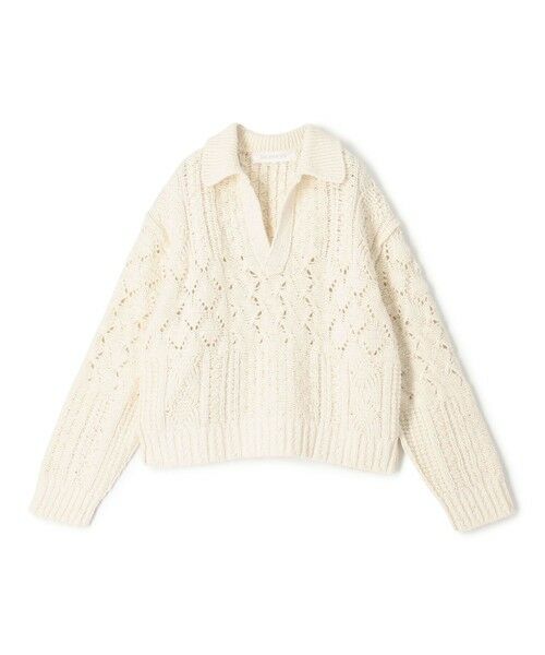 TOMORROWLAND / トゥモローランド ニット・セーター | コットンウールアラン オープンカラープルオーバー（11 ホワイト）