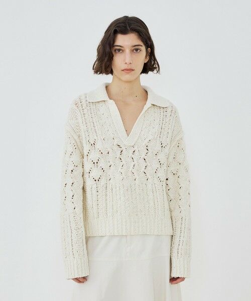 TOMORROWLAND / トゥモローランド ニット・セーター | コットンウールアラン オープンカラープルオーバー | 詳細2