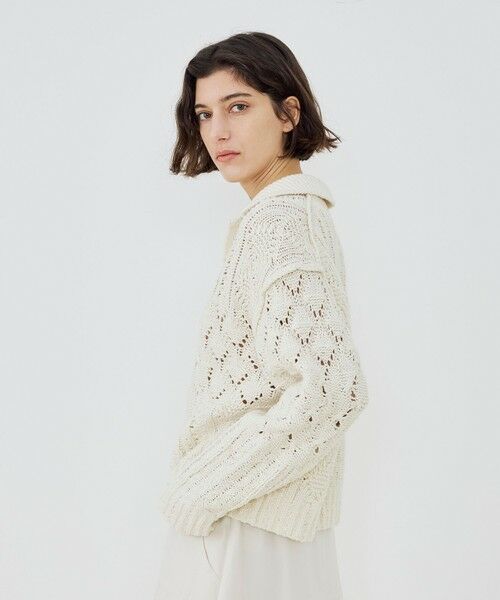 TOMORROWLAND / トゥモローランド ニット・セーター | コットンウールアラン オープンカラープルオーバー | 詳細3