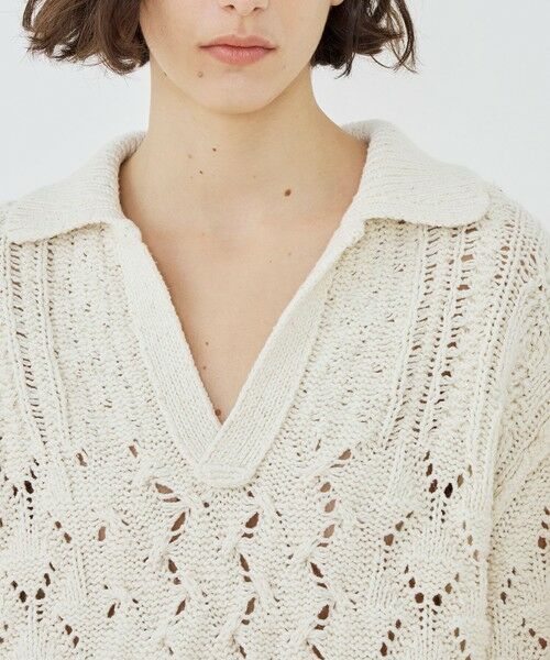 TOMORROWLAND / トゥモローランド ニット・セーター | コットンウールアラン オープンカラープルオーバー | 詳細5