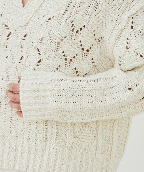 TOMORROWLAND / トゥモローランド ニット・セーター | コットンウールアラン オープンカラープルオーバー | 詳細6