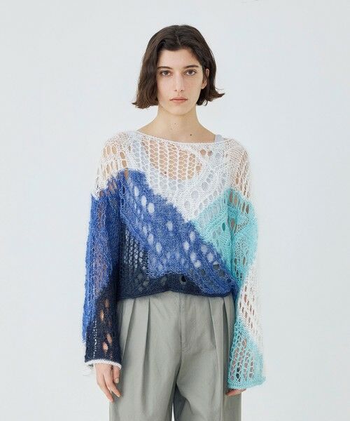 TOMORROWLAND / トゥモローランド ニット・セーター | リネンパッチワーク ボートネックプルオーバー | 詳細2