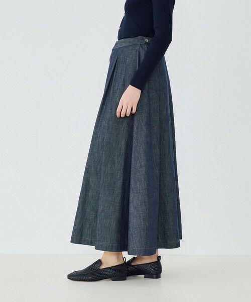 TOMORROWLAND / トゥモローランド ロング・マキシ丈スカート | 【WEB先行予約】ステイブルーデニム タックドレープスカート | 詳細3