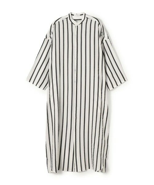 TOMORROWLAND / トゥモローランド ロング・マキシ丈ワンピース | 【WEB先行予約】ソフトストライプ スタンドカラーシャツワンピース（18 ブラック系）