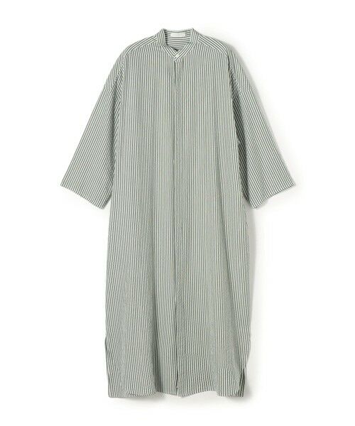 TOMORROWLAND / トゥモローランド ロング・マキシ丈ワンピース | 【WEB先行予約】ソフトストライプ スタンドカラーシャツワンピース（54 グリーン系）