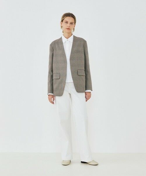 TOMORROWLAND / トゥモローランド ノーカラージャケット | コットンオックスストレッチ ノーカラージャケット | 詳細1