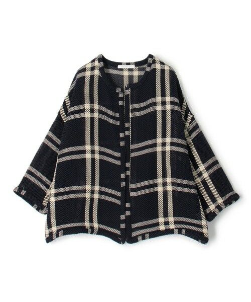 TOMORROWLAND / トゥモローランド ノーカラージャケット | 【WEB先行予約】ラッセルコットン ワイドバランスジャケット(68 ネイビー系)