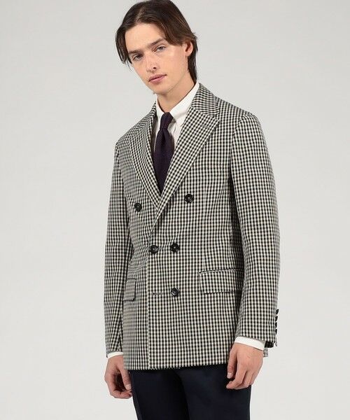 TOMORROWLAND / トゥモローランド テーラードジャケット | TOMORROWLAND PILGRIM シルクカシミア ギンガムチェック ダブルブレステッド6Bジャケット | 詳細1