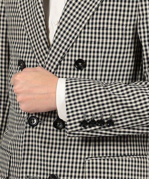 TOMORROWLAND / トゥモローランド テーラードジャケット | TOMORROWLAND PILGRIM シルクカシミア ギンガムチェック ダブルブレステッド6Bジャケット | 詳細7