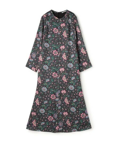 TOMORROWLAND / トゥモローランド ロング・マキシ丈ワンピース | ポリエステルサテンプリント ソフトマーメイドワンピース（16 ダークグレー系）