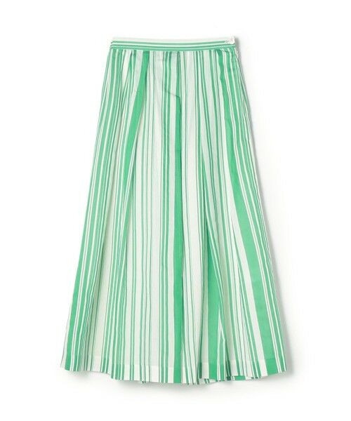 TOMORROWLAND / トゥモローランド ロング・マキシ丈スカート | 【WEB先行予約】シルクコットンランダムストライプ タックスイングスカート（56 グリーン系）