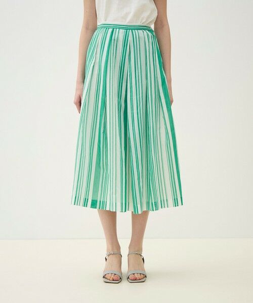 TOMORROWLAND / トゥモローランド ロング・マキシ丈スカート | 【WEB先行予約】シルクコットンランダムストライプ タックスイングスカート | 詳細2