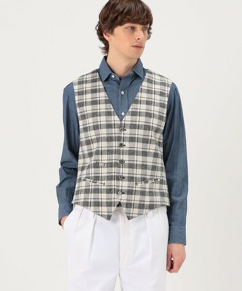 TOMORROWLAND / トゥモローランド ベスト | ERRICO FORMICOLA リネンコットン チェックベスト | 詳細2