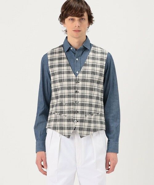 TOMORROWLAND / トゥモローランド ベスト | ERRICO FORMICOLA リネンコットン チェックベスト | 詳細3