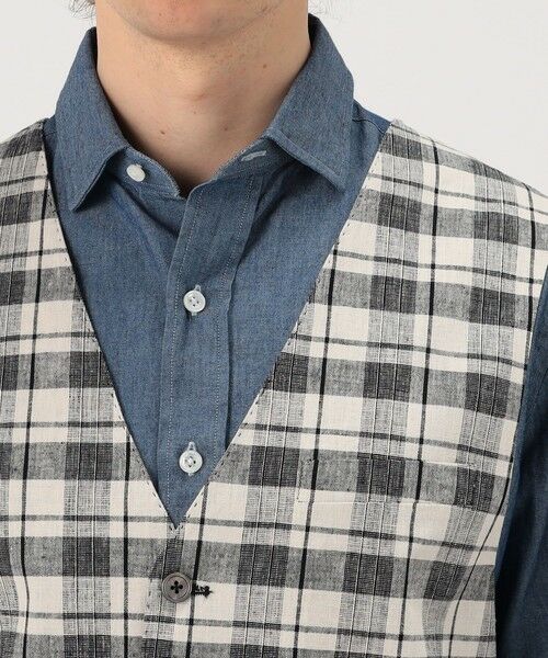 TOMORROWLAND / トゥモローランド ベスト | ERRICO FORMICOLA リネンコットン チェックベスト | 詳細6