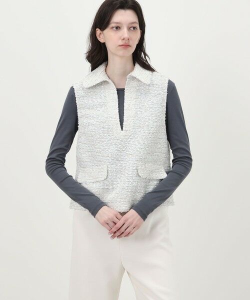 TOMORROWLAND / トゥモローランド ベスト | フリンジヤーンツイード プルオーバーベスト | 詳細3