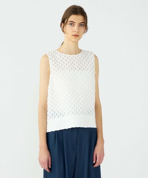 TOMORROWLAND / トゥモローランド シャツ・ブラウス | グリッドカットジャカード ノースリーブブラウス | 詳細2