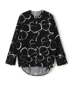 TOMORROWLAND / トゥモローランド シャツ・ブラウス | ドローイングフラワープリント サイドギャザーブラウス