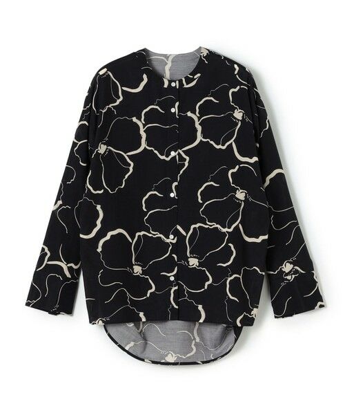 TOMORROWLAND / トゥモローランド シャツ・ブラウス | ドローイングフラワープリント サイドギャザーブラウス(68 ネイビー系)