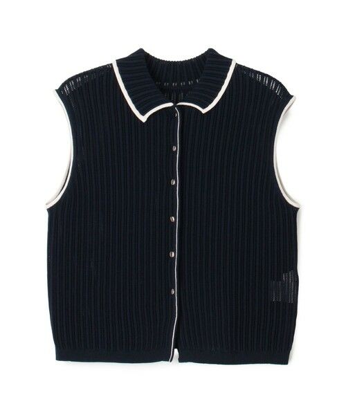 TOMORROWLAND / トゥモローランド ニット・セーター | ニードルアウトリブ 2-wayプルオーバー（68 ネイビー）