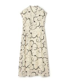 TOMORROWLAND / トゥモローランド ロング・マキシ丈ワンピース | ドローイングフラワープリント スキッパーカラーワンピース