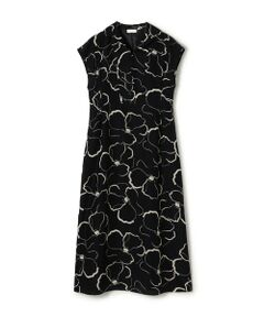 TOMORROWLAND / トゥモローランド ロング・マキシ丈ワンピース | ドローイングフラワープリント スキッパーカラーワンピース