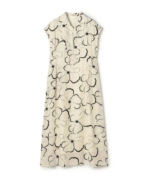 TOMORROWLAND / トゥモローランド ロング・マキシ丈ワンピース | ドローイングフラワープリント スキッパーカラーワンピース（42 ライトベージュ系）