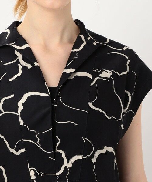 TOMORROWLAND / トゥモローランド ロング・マキシ丈ワンピース | ドローイングフラワープリント スキッパーカラーワンピース | 詳細4