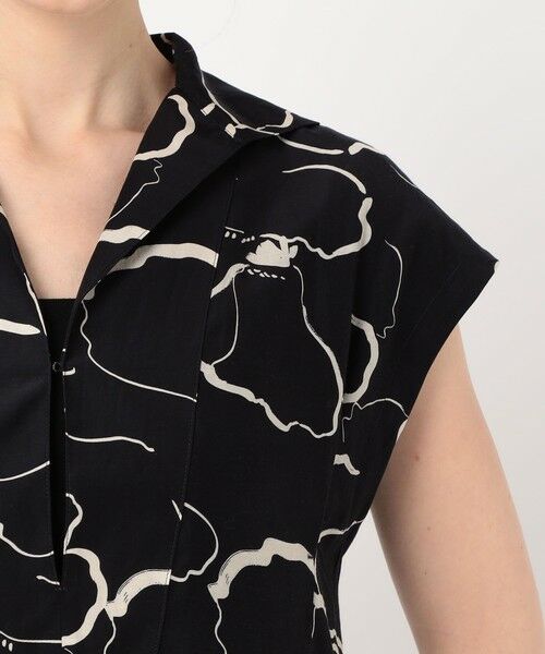 TOMORROWLAND / トゥモローランド ロング・マキシ丈ワンピース | ドローイングフラワープリント スキッパーカラーワンピース | 詳細6