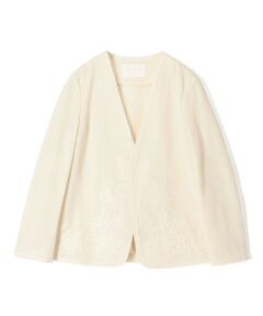 フラワーメッシュエンブロイダリー Vカラージャケット