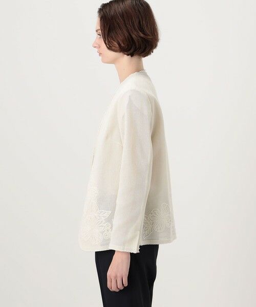 TOMORROWLAND / トゥモローランド ノーカラージャケット | フラワーメッシュエンブロイダリー Vカラージャケット | 詳細4