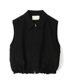 TOMORROWLAND / トゥモローランド ベスト | フラワーメッシュエンブロイダリー ジップアップジレ