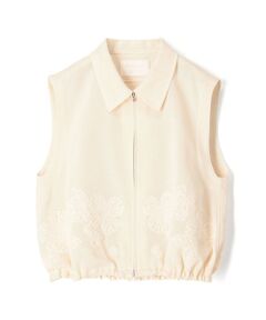 TOMORROWLAND / トゥモローランド ベスト | フラワーメッシュエンブロイダリー ジップアップジレ