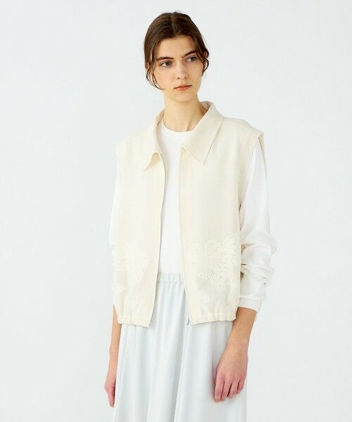 TOMORROWLAND / トゥモローランド ベスト | フラワーメッシュエンブロイダリー ジップアップジレ | 詳細14