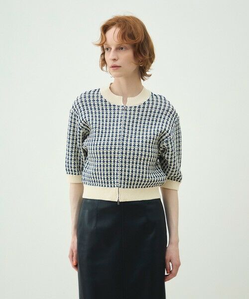 TOMORROWLAND / トゥモローランド カーディガン・ボレロ | ギマコットンチェック ジップアップカーディガン | 詳細2