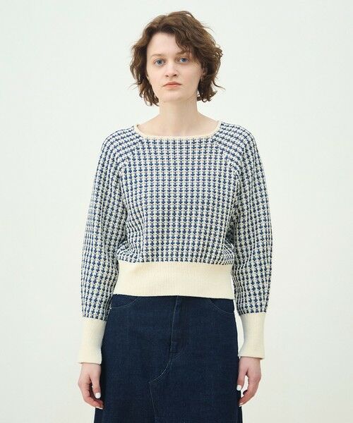 TOMORROWLAND / トゥモローランド ニット・セーター | ギマコットンチェック スクエアネックプルオーバー | 詳細2
