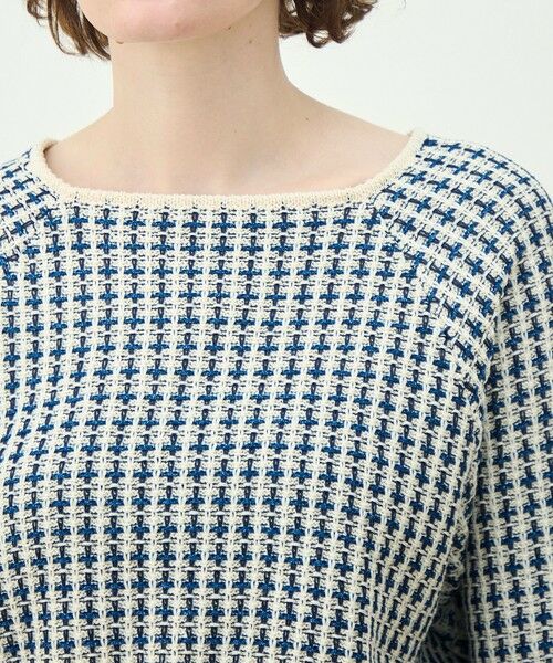 TOMORROWLAND / トゥモローランド ニット・セーター | ギマコットンチェック スクエアネックプルオーバー | 詳細5