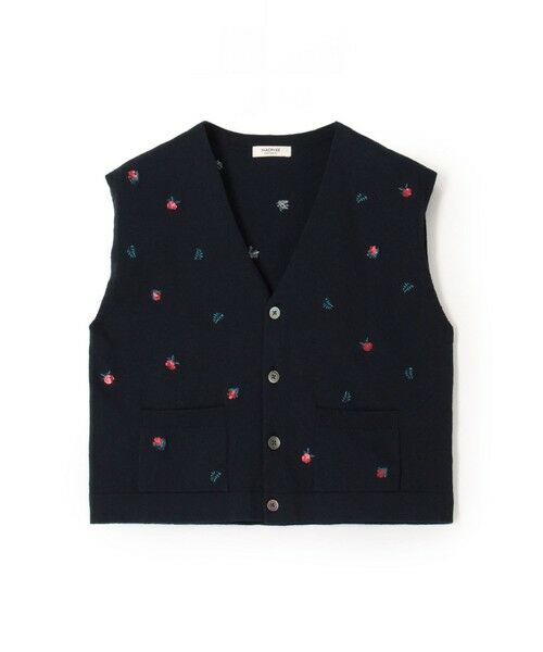 TOMORROWLAND / トゥモローランド ベスト | フラワーエンブロイダリー Vネックベスト（69 ネイビー）