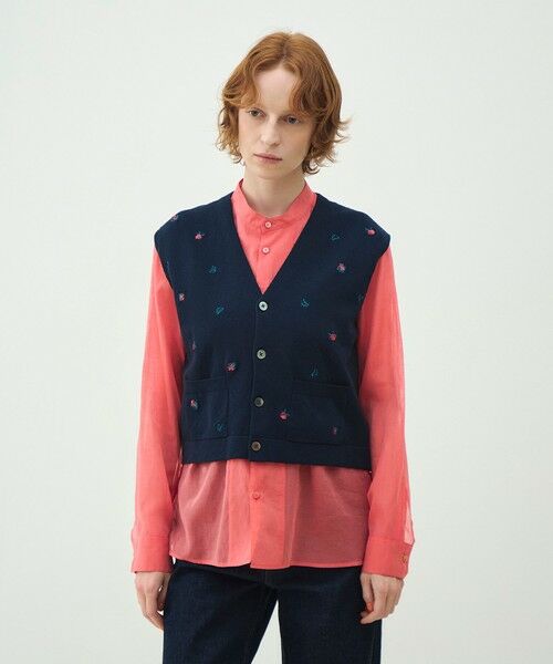 TOMORROWLAND / トゥモローランド ベスト | フラワーエンブロイダリー Vネックベスト | 詳細2