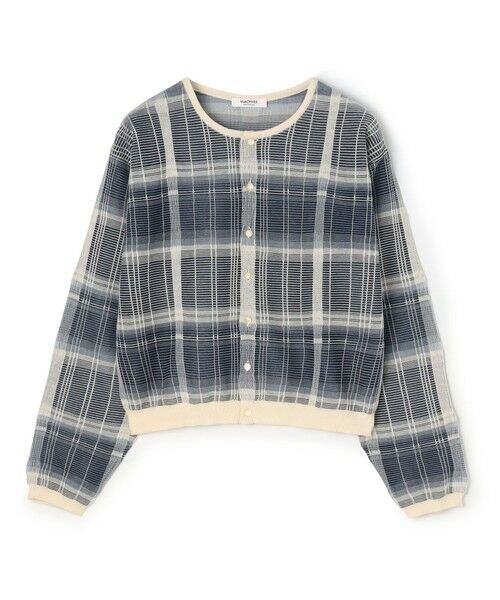 TOMORROWLAND / トゥモローランド カーディガン・ボレロ | 【WEB先行予約】シアーチェック クルーネックカーディガン（68 ブルー系）
