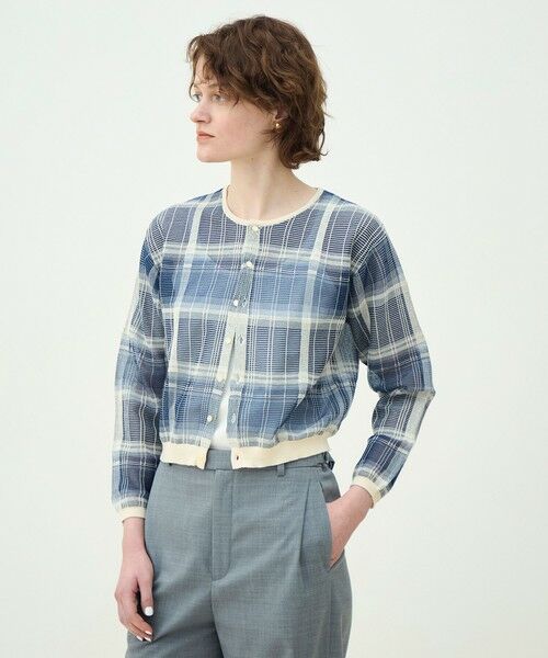 TOMORROWLAND / トゥモローランド カーディガン・ボレロ | 【WEB先行予約】シアーチェック クルーネックカーディガン | 詳細2