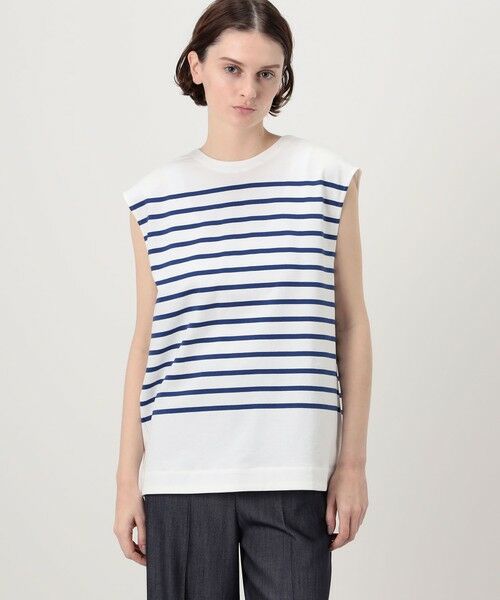 TOMORROWLAND / トゥモローランド Tシャツ | パネルボーダー ノースリーブプルオーバー | 詳細2