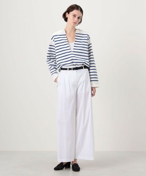 TOMORROWLAND / トゥモローランド Tシャツ | パネルボーダー キーネックプルオーバー | 詳細1