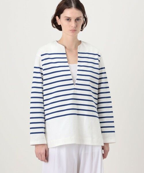 TOMORROWLAND / トゥモローランド Tシャツ | パネルボーダー キーネックプルオーバー | 詳細3