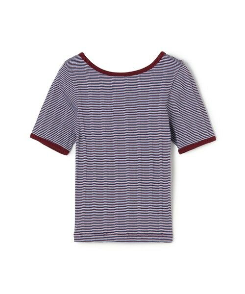 TOMORROWLAND / トゥモローランド Tシャツ | シルキーボーダー ボートネックプルオーバー（64 ブルー系）