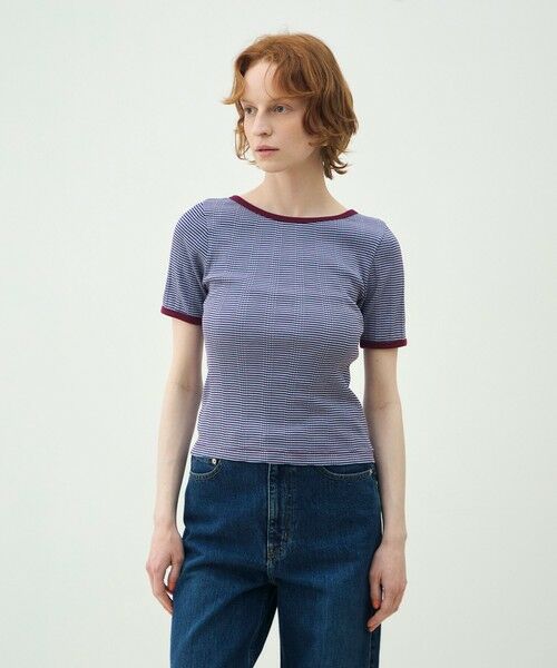 TOMORROWLAND / トゥモローランド Tシャツ | シルキーボーダー ボートネックプルオーバー | 詳細2